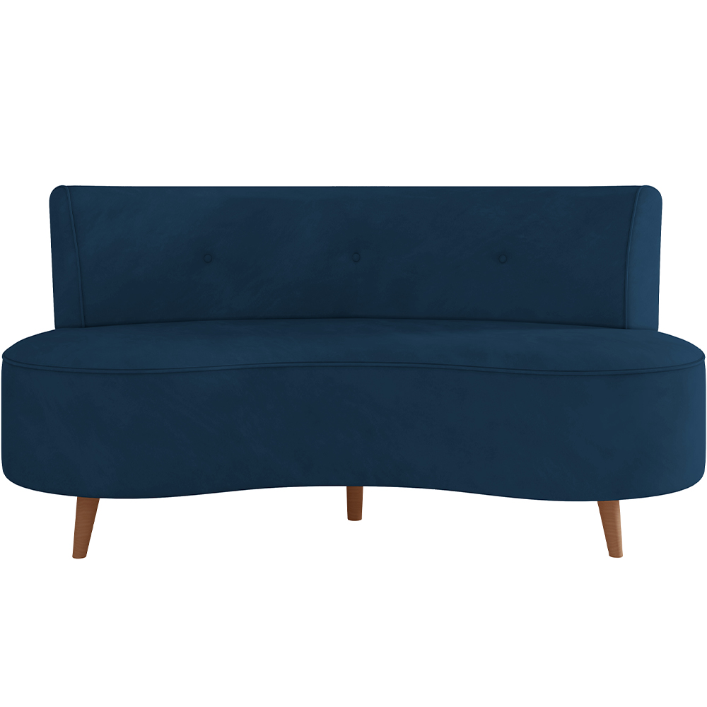 Sofá Chaise Living 2 Lugares 160cm para Sala Istambul K01 Veludo Azul Marinho - Lyam Decor