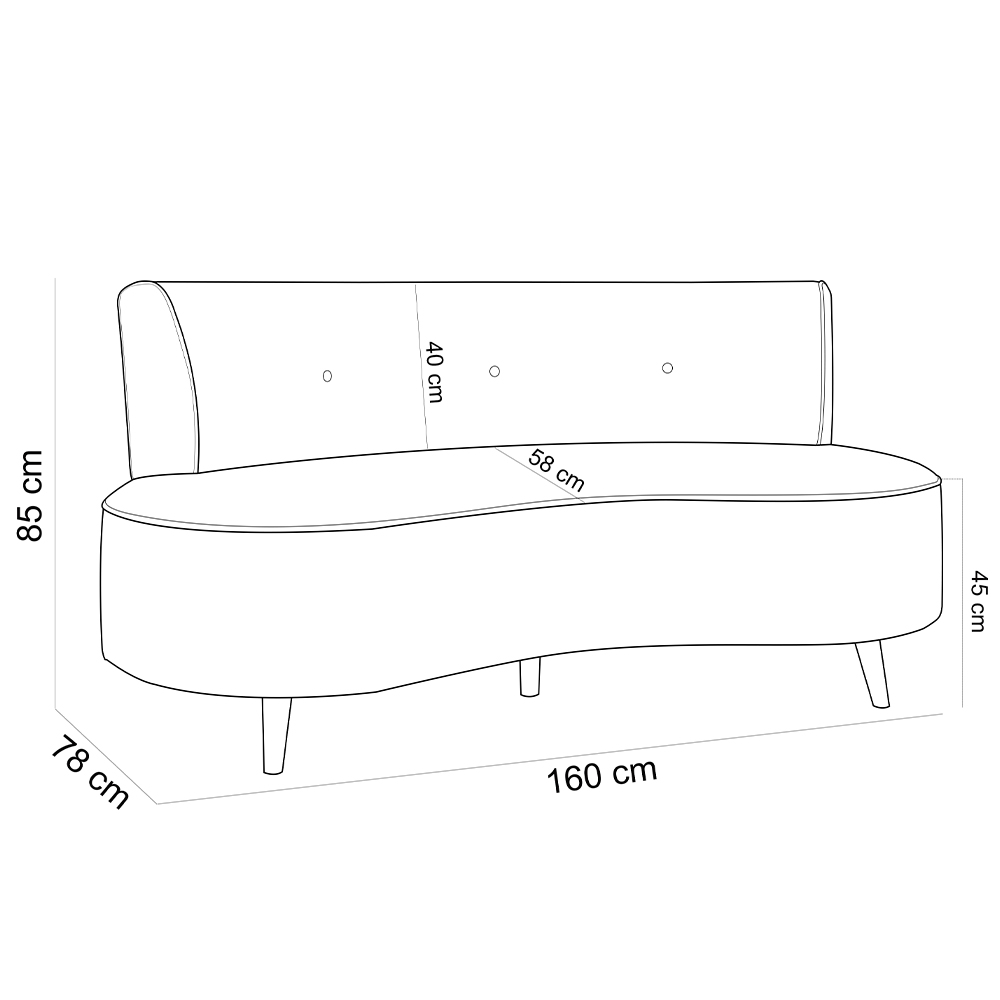Sofá Chaise Living 2 Lugares 160cm para Sala Istambul K01 Veludo Bege - Lyam Decor