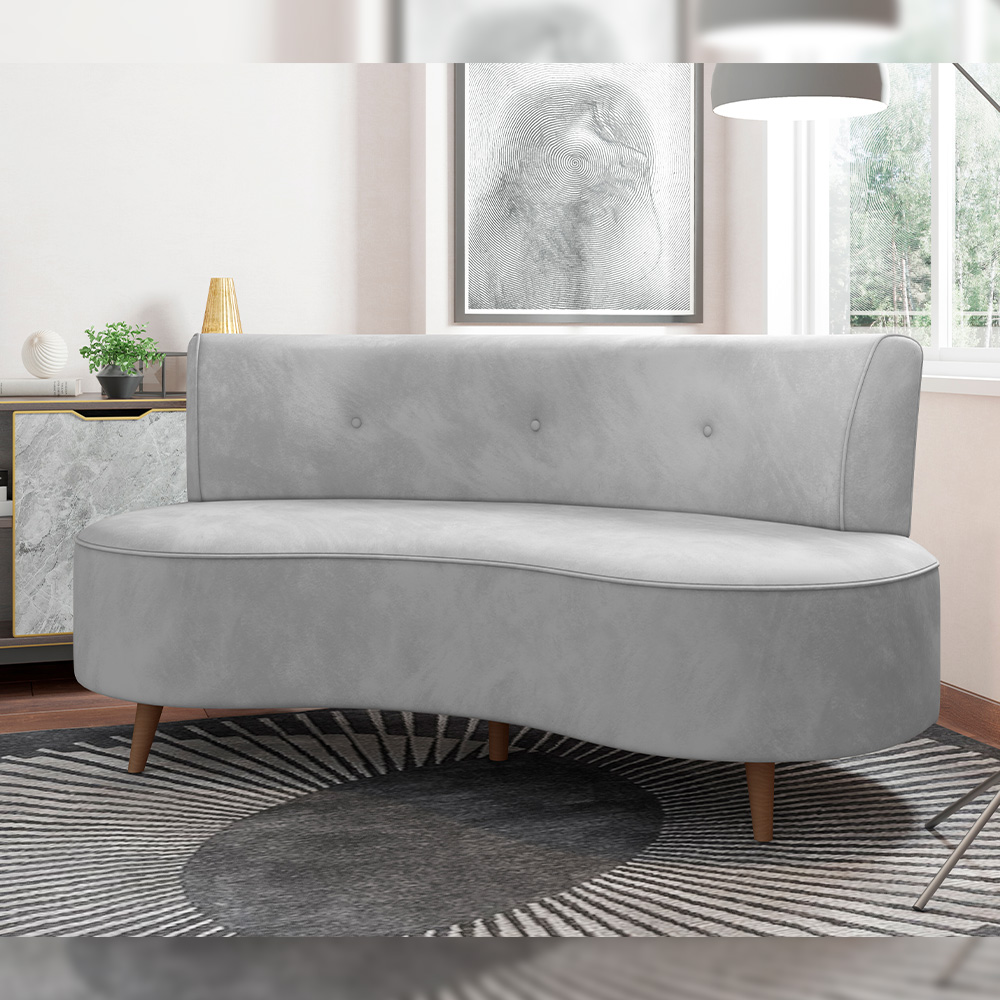 Sofá Chaise Living 2 Lugares 160cm para Sala Istambul K01 Veludo Cinza - Lyam Decor