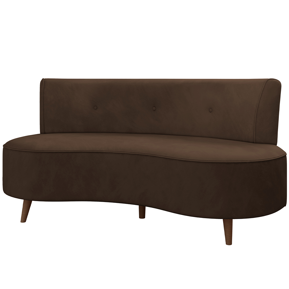 Sofá Chaise Living 2 Lugares 160cm para Sala Istambul K01 Veludo Marrom - Lyam Decor