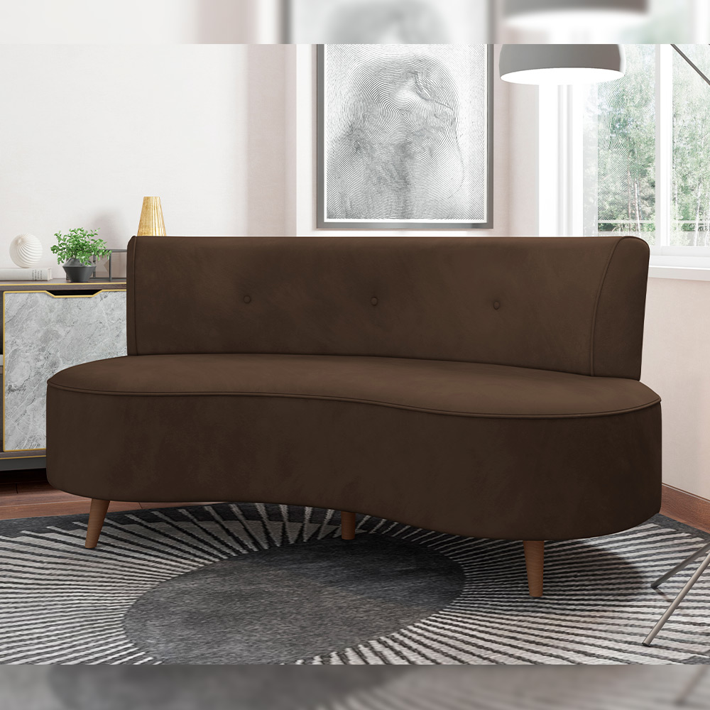 Sofá Chaise Living 2 Lugares 160cm para Sala Istambul K01 Veludo Marrom - Lyam Decor