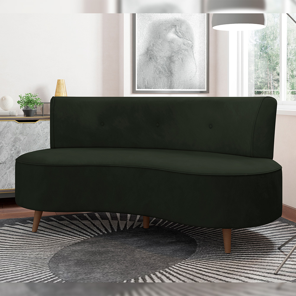 Sofá Chaise Living 2 Lugares 160cm para Sala Istambul K01 Veludo Verde - Lyam Decor