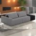 Sofá Ilha Modular Para Sala 232cm com Puff Dublin K01 Bouclê Cinza e Sintético Preto - Lyam Decor
