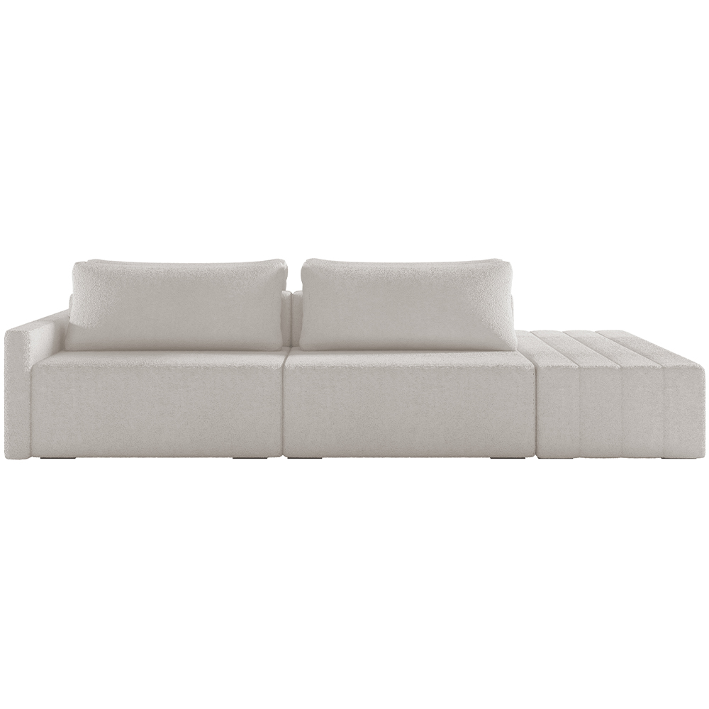 Sofá Ilha Modular Para Sala 232cm com Puff Dublin K01 Bouclê Creme - Lyam Decor
