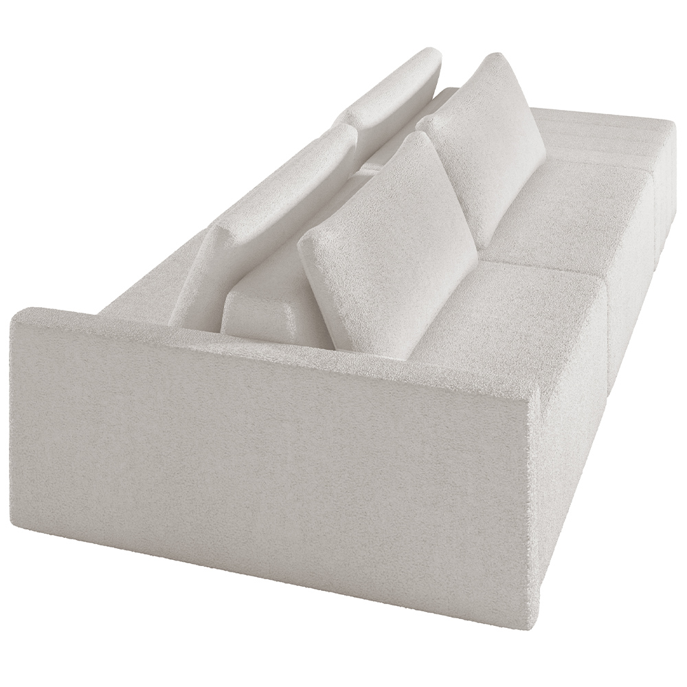 Sofá Ilha Modular Para Sala 232cm com Puff Dublin K01 Bouclê Creme - Lyam Decor