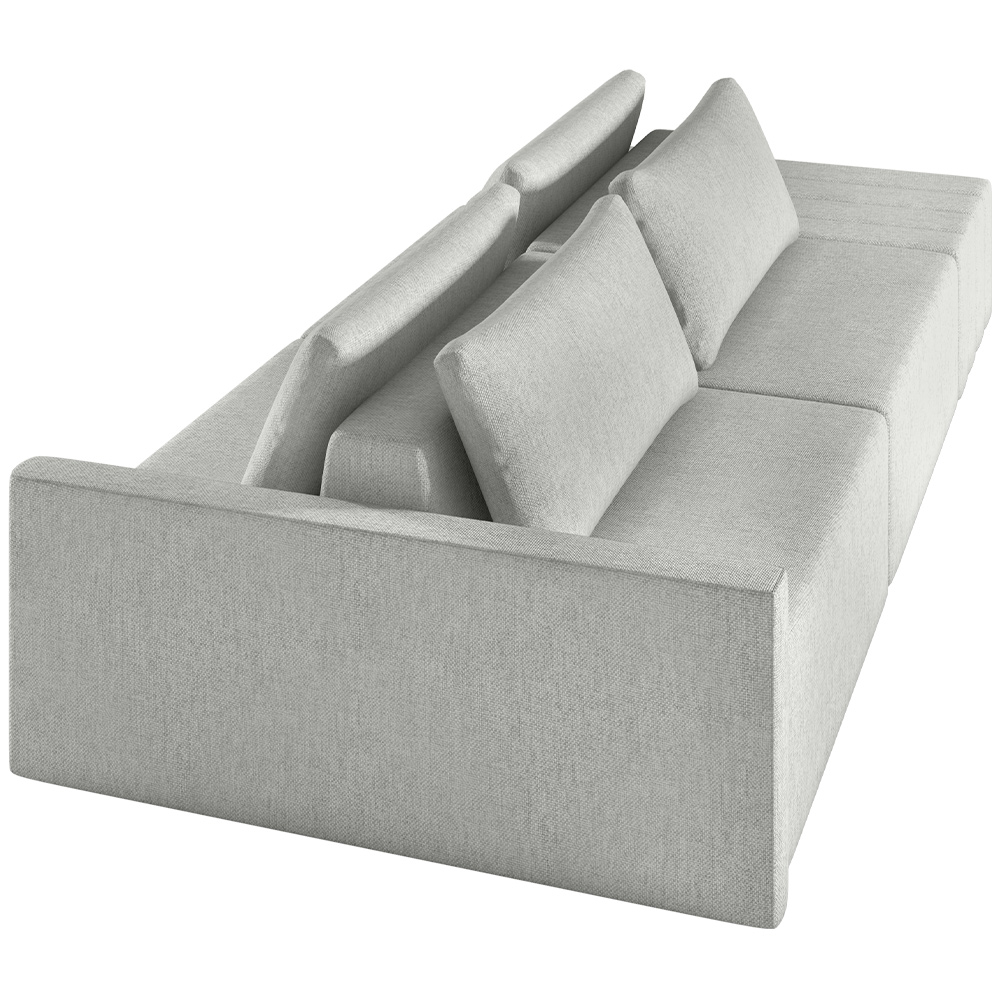 Sofá Ilha Modular Para Sala 232cm com Puff Dublin K01 Linho Cinza - Lyam Decor