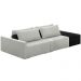 Sofá Ilha Modular Para Sala 232cm com Puff Dublin K01 Linho Cinza e Sintético Preto - Lyam Decor