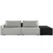 Sofá Ilha Modular Para Sala 232cm com Puff Dublin K01 Linho Cinza e Sintético Preto - Lyam Decor