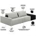 Sofá Ilha Modular Para Sala 232cm com Puff Dublin K01 Linho Cinza e Sintético Preto - Lyam Decor