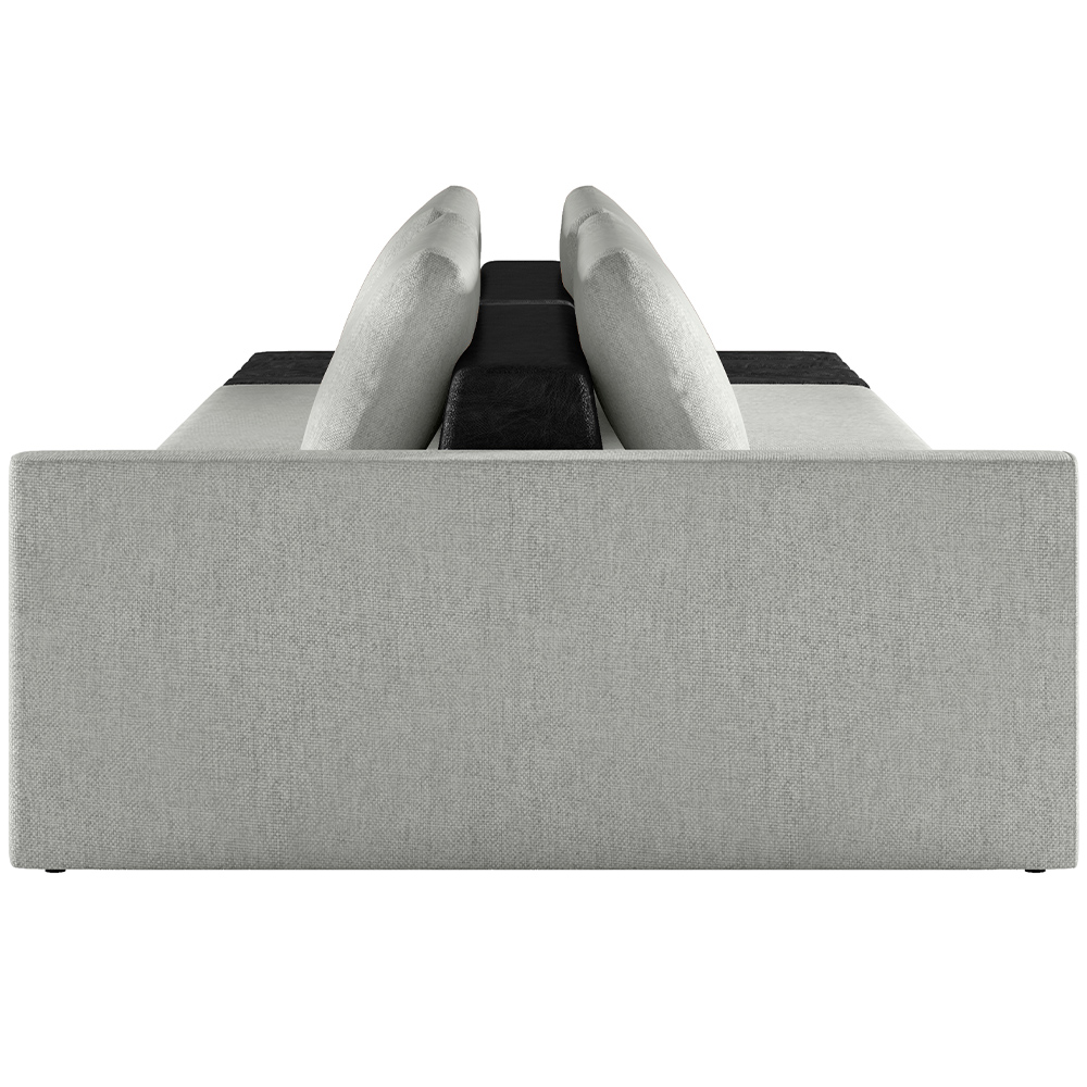 Sofá Ilha Modular Para Sala 232cm com Puff Dublin K01 Linho Cinza e Sintético Preto - Lyam Decor