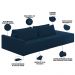 Sofá Ilha Modular Para Sala 232cm com Puff Dublin K01 Veludo Azul Marinho - Lyam Decor