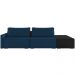 Sofá Ilha Modular Para Sala 232cm com Puff Dublin K01 Veludo Azul Marinho e Sintético Preto - Lyam Decor