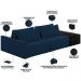Sofá Ilha Modular Para Sala 232cm com Puff Dublin K01 Veludo Azul Marinho e Sintético Preto - Lyam Decor