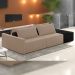Sofá Ilha Modular Para Sala 232cm com Puff Dublin K01 Veludo Bege TA7074 e Sintético Preto TF7036