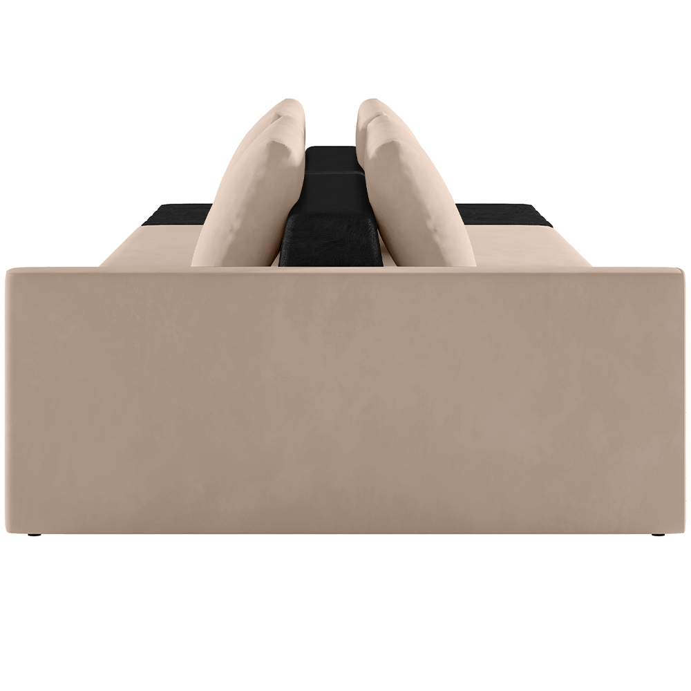 Sofá Ilha Modular Para Sala 232cm com Puff Dublin K01 Veludo Bege TA7074 e Sintético Preto TF7036