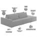 Sofá Ilha Modular Para Sala 232cm com Puff Dublin K01 Veludo Cinza - Lyam Decor