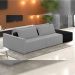 Sofá Ilha Modular Para Sala 232cm com Puff Dublin K01 Veludo Cinza e Sintético Preto - Lyam Decor