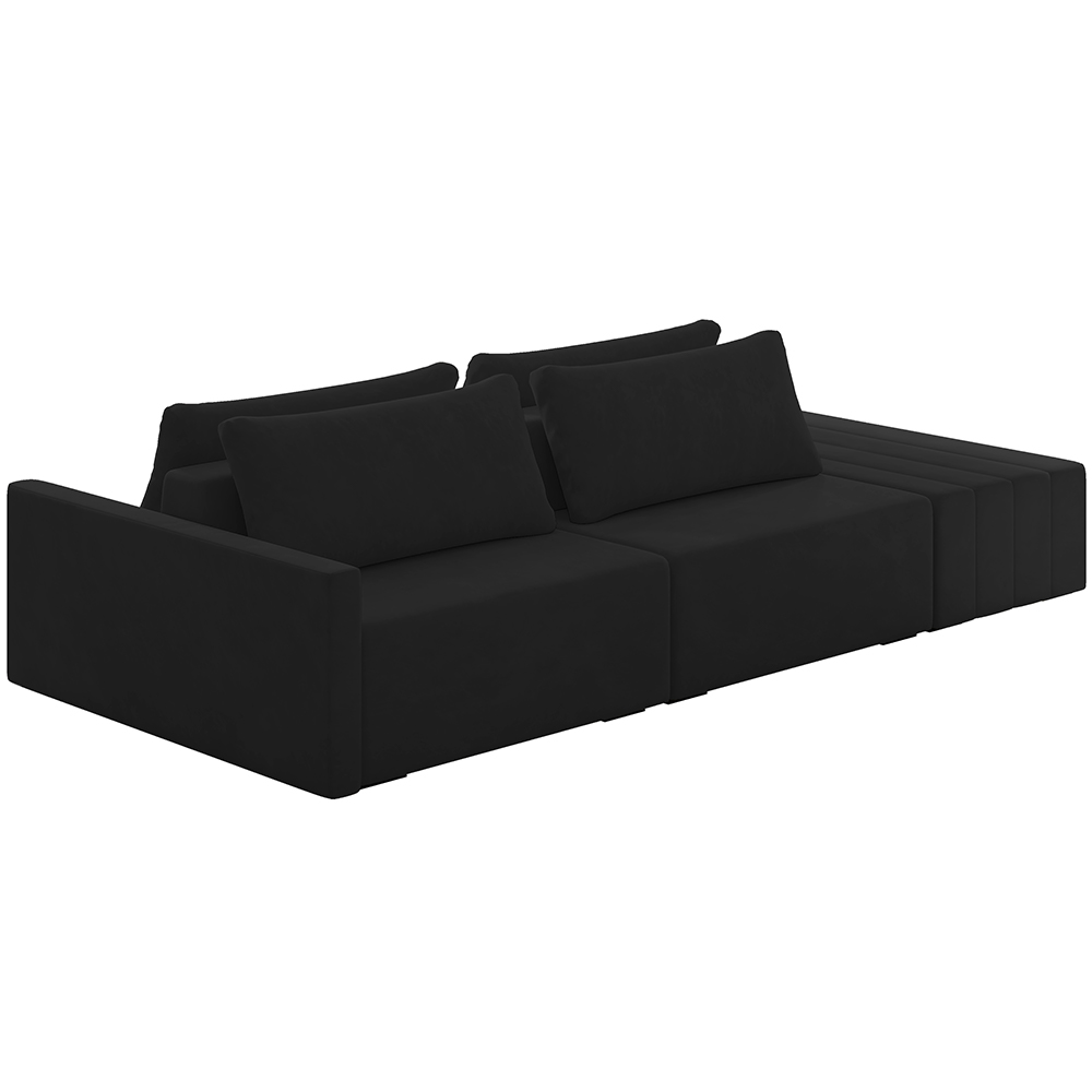 Sofá Ilha Modular Para Sala 232cm com Puff Dublin K01 Veludo Preto - Lyam Decor