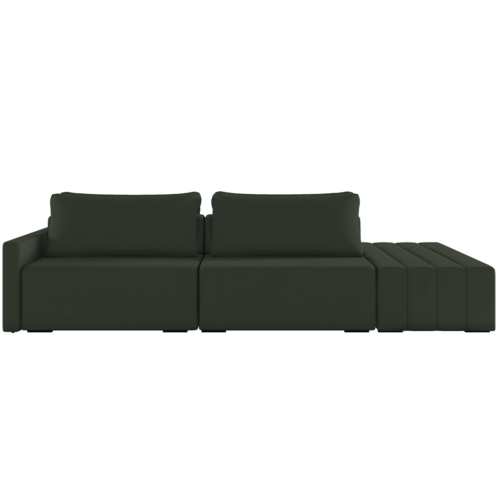 Sofá Ilha Modular Para Sala 232cm com Puff Dublin K01 Veludo Verde - Lyam Decor