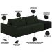 Sofá Ilha Modular Para Sala 232cm com Puff Dublin K01 Veludo Verde TA7052 e Sintético Preto TF7036