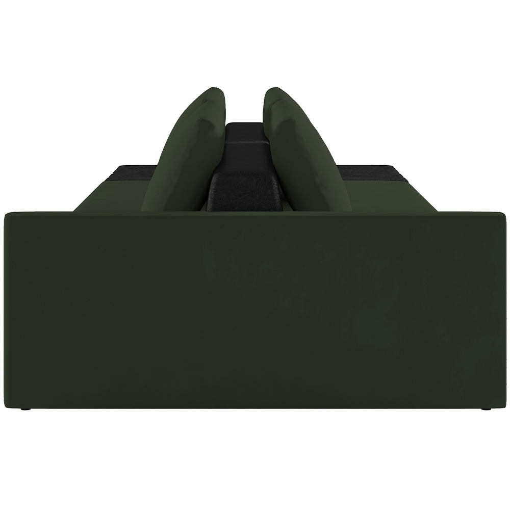 Sofá Ilha Modular Para Sala 232cm com Puff Dublin K01 Veludo Verde TA7052 e Sintético Preto TF7036