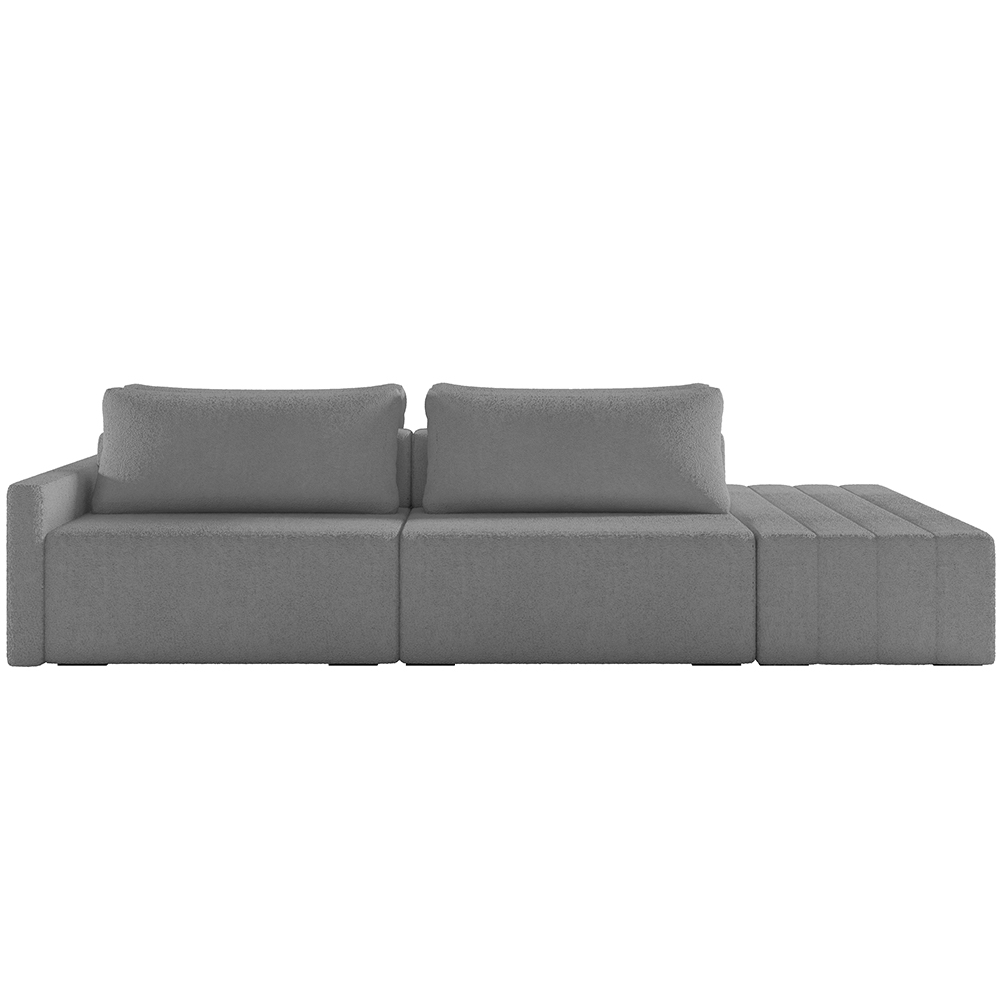 Sofá Ilha Modular Para Sala 252cm com Puff Dublin K01 Bouclê Cinza - Lyam Decor