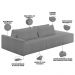 Sofá Ilha Modular Para Sala 252cm com Puff Dublin K01 Bouclê Cinza - Lyam Decor