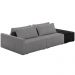 Sofá Ilha Modular Para Sala 252cm com Puff Dublin K01 Bouclê Cinza e Sintético Preto - Lyam Decor
