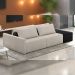 Sofá Ilha Modular Para Sala 252cm com Puff Dublin K01 Bouclê Creme e Sintético Preto - Lyam Decor