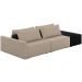 Sofá Ilha Modular Para Sala 252cm com Puff Dublin K01 Linho Bege e Sintético Preto - Lyam Decor