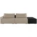Sofá Ilha Modular Para Sala 252cm com Puff Dublin K01 Linho Bege e Sintético Preto - Lyam Decor