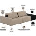 Sofá Ilha Modular Para Sala 252cm com Puff Dublin K01 Linho Bege e Sintético Preto - Lyam Decor