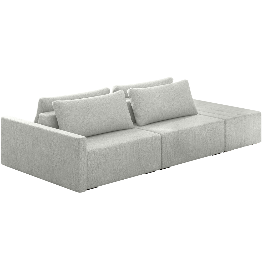 Sofá Ilha Modular Para Sala 252cm com Puff Dublin K01 Linho Cinza - Lyam Decor