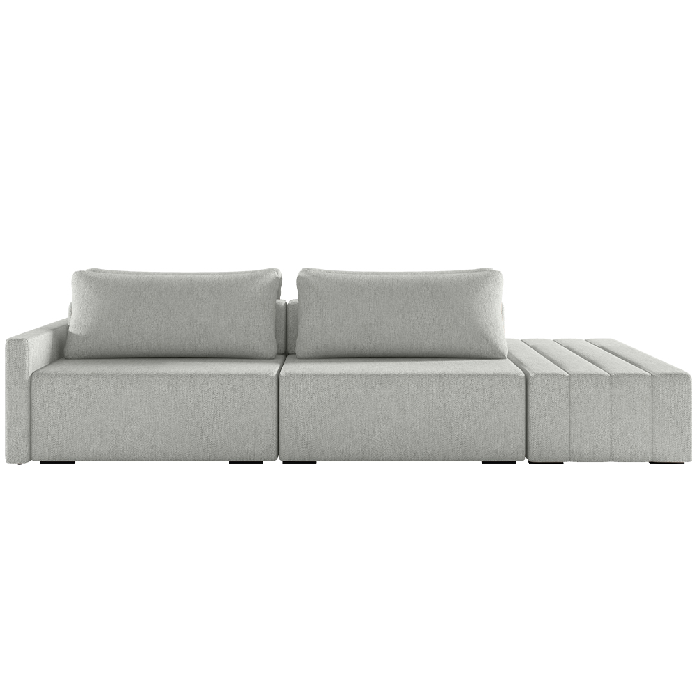 Sofá Ilha Modular Para Sala 252cm com Puff Dublin K01 Linho Cinza - Lyam Decor