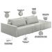 Sofá Ilha Modular Para Sala 252cm com Puff Dublin K01 Linho Cinza - Lyam Decor