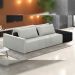 Sofá Ilha Modular Para Sala 252cm com Puff Dublin K01 Linho Cinza e Sintético Preto - Lyam Decor
