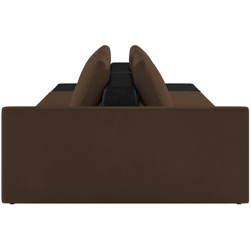 Sofá Ilha Modular Para Sala 252cm com Puff Dublin K01 Veludo Marrom TA7031 e Sintético Preto TF7036