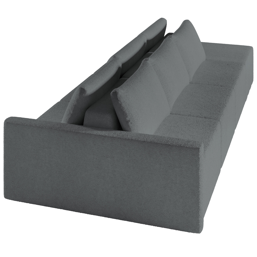 Sofá Ilha Modular Para Sala 312cm com Puff Dublin K01 Bouclê Cinza - Lyam Decor