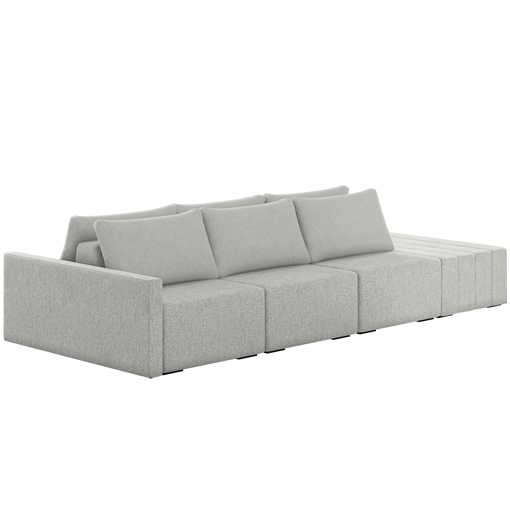 Sofá Ilha Modular Para Sala 312cm com Puff Dublin K01 Linho Cinza - Lyam Decor