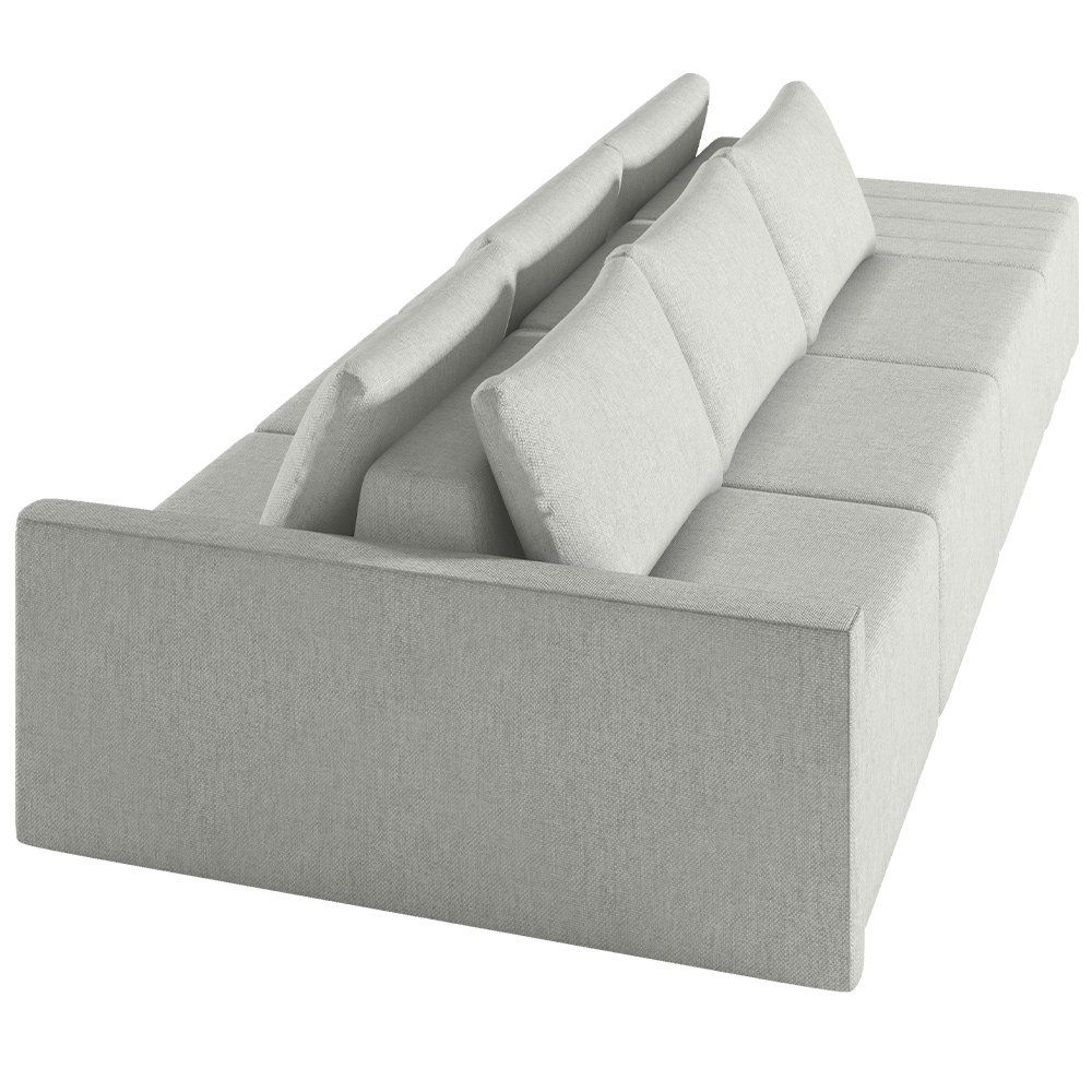 Sofá Ilha Modular Para Sala 312cm com Puff Dublin K01 Linho Cinza - Lyam Decor