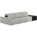 Sofá Ilha Modular Para Sala 312cm com Puff Dublin K01 Linho Cinza e Sintético Preto - Lyam Decor