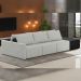 Sofá Ilha Modular Para Sala 312cm com Puff Dublin K01 Linho Cinza e Sintético Preto - Lyam Decor