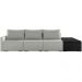 Sofá Ilha Modular Para Sala 312cm com Puff Dublin K01 Linho Cinza e Sintético Preto - Lyam Decor