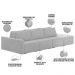 Sofá Ilha Modular Para Sala 312cm com Puff Dublin K01 Veludo Cinza - Lyam Decor