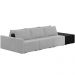Sofá Ilha Modular Para Sala 312cm com Puff Dublin K01 Veludo Cinza TA7030 e Sintético Preto TF7036
