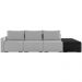 Sofá Ilha Modular Para Sala 312cm com Puff Dublin K01 Veludo Cinza TA7030 e Sintético Preto TF7036