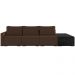 Sofá Ilha Modular Para Sala 312cm com Puff Dublin K01 Veludo Marrom TA7031 e Sintético Preto TF7036