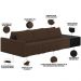 Sofá Ilha Modular Para Sala 312cm com Puff Dublin K01 Veludo Marrom TA7031 e Sintético Preto TF7036