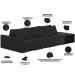 Sofá Ilha Modular Para Sala 312cm com Puff Dublin K01 Veludo Preto e Sintético Preto - Lyam Decor