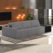 Sofá Ilha Modular Para Sala 342cm com Puff Dublin K01 Bouclê Cinza e Sintético Preto - Lyam Decor